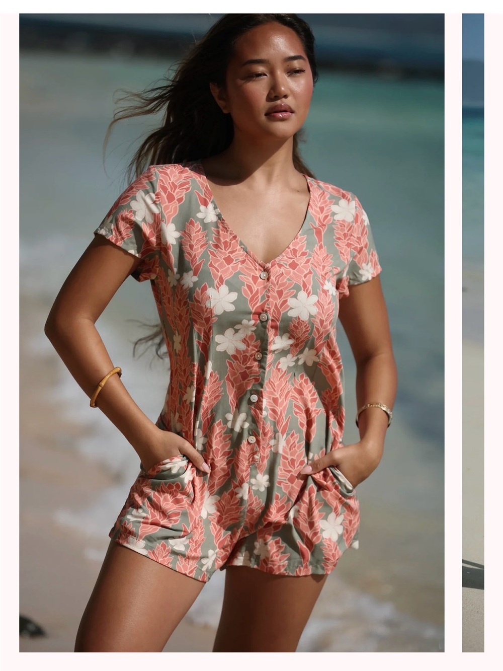 Yireh Shea Romper in Tiare Ginger (Jade)